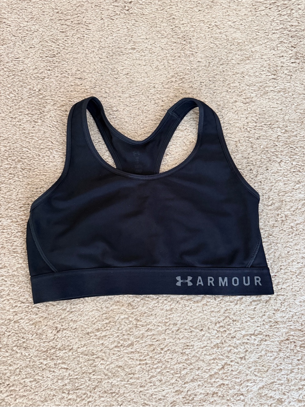 Under Armour Black Racerback Athletic Sports Bra with Logo Band